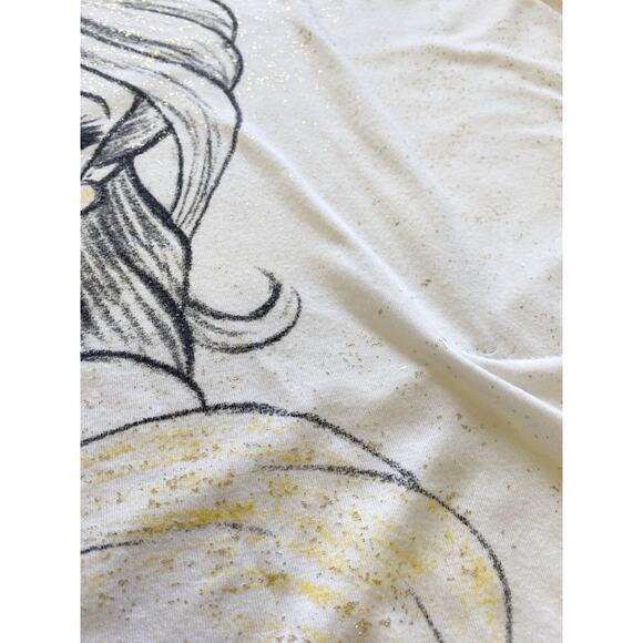 Disney Parks Womens XL Belle Beauty and The Beast Gold Splatter Butterfly Sleeve - Picture 5 of 7